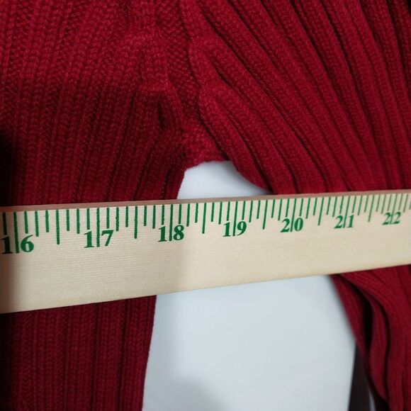 Lauren Ralph Lauren Women’s Sweater Sz XL Red Chunky Knit 1/4 Zip Heavyweight - Picture 6 of 9